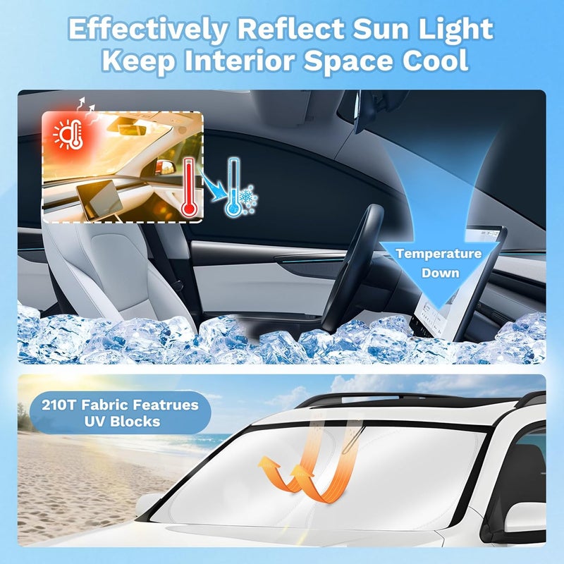 KUST Car Window Shades for Toyota Highlander 2020-2025 2026 Windshield Sun Shade Side Window Cover UV Block Privacy Protection Highlander Accessories for Camping Blackout Rear Back Full Set 8PCS - Image 3